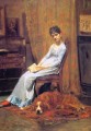 Die Künstler Ehefrau und seine Setter hund Realismus Porträts Thomas Eakins